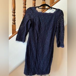 Adrianna Papell Blue Lace Formal Dress